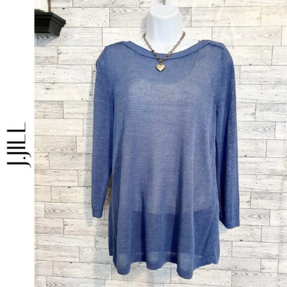 J. JILL Periwinkle Blue Semi-Sheer Knit Sweater, S - Picture 1 of 11